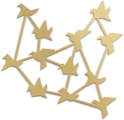 SIGNLEADER Metal Wall Art Decor Free Birds Modern Abstract Wall Sculpture Hangings Home Decoration for Living Room, Bedroom, Bathroom, Kitchen, Outdoor - 18" Gold