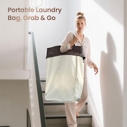 160L Laundry Hamper with Wheels and Handle, 2-Section Rolling Hamper for Laundry, Large Laundry Basket with Wheels, Rolling Laundry Basket Clothes Hamper for Home, Bathroom and Dorm(Beige)