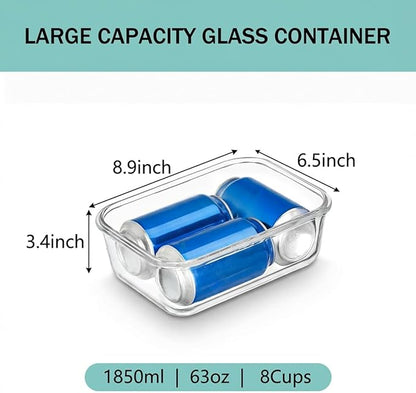 2 Pack 63oz Large Glass Storage Containers with Lids Big Airtight Glass Food Storage Containers for Storing food, vegetables or fruits, BPA Free, Freezer Dishwasher Oven Safe (gray)