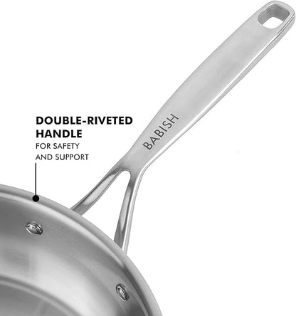 Babish 8 Inch Stainless Steel Triply Professional Grade Fry Pan