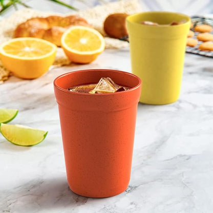 Homestockplus 12Oz Wheat Straw Cups, Set of 8 - Reusable Plastic Cups for Kitchen, Home, Office, and Outdoor Use - Dishwasher and Microwave Safe - Eco-Friendly and Unbreakable Drinking Cups