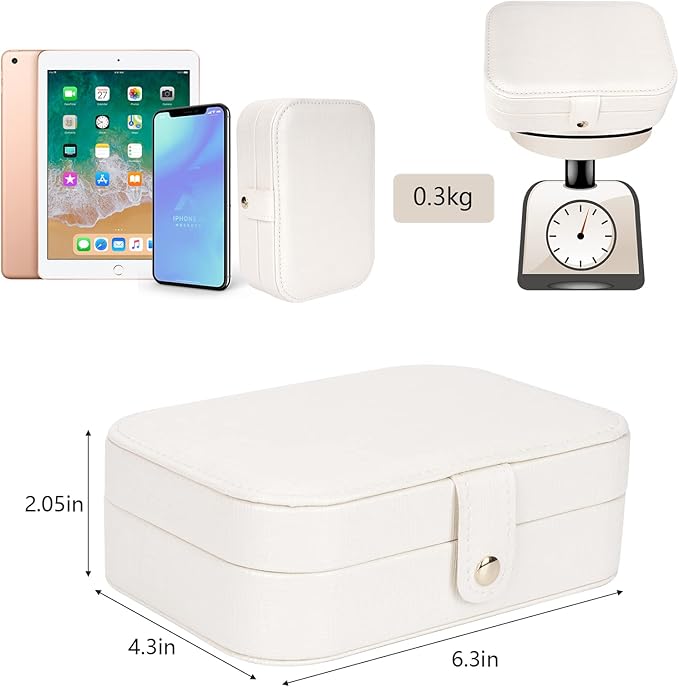 Travel Jewelry Box, Jewelry Organizer for Girls Gift Small Jewelry Storage Box for Necklace Ring and Earrings Girls Jewelry Box/WHITE