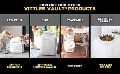 Vittles Vault Traditional Pet Food Storage Container For Dog Kibbles/Bird Seed/Oatmeal/Rice/Flour/Cereal, BPA Free Plastic, Sealed Airtight For Cat Food, Up To 50 lb, Made in USA, With Scoop, Gray