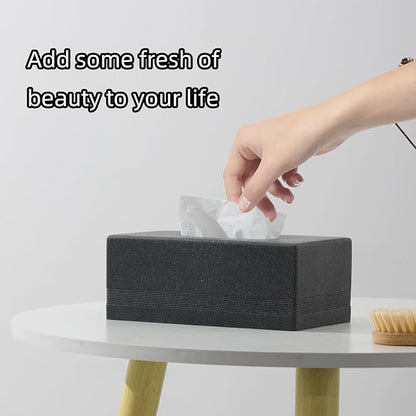 Haocoott Tissue Box Cover Rectangle, Resin Facial Tissues Holder Covers RectangularToilet Paper Holder Case Dispenser Home Decorative for Bathroom Kitchen Bedroom Living Room Office (Black)
