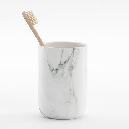 Marble Toothbrush Holders for Bathrooms - 1 Cups Ceramic Toothbrush Toothpaste Holders, White Marble Bathroom Tumbler Cups Reusable Toothbrush Mouthwash Cup, Bathroom Counter Organizer.