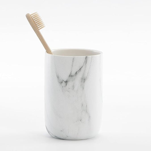 Marble Toothbrush Holders for Bathrooms - 1 Cups Ceramic Toothbrush Toothpaste Holders, White Marble Bathroom Tumbler Cups Reusable Toothbrush Mouthwash Cup, Bathroom Counter Organizer.