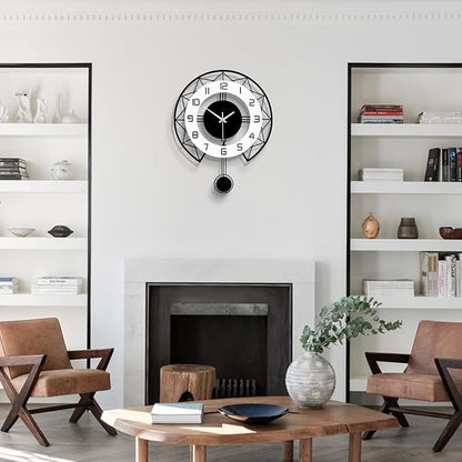 Large Wall Clock for Living Room Decor Modern Silent Pendulum Wall Clock for Home House Kitchen Bedroom Decorative Big Wall Clock Non Ticking Battery Operated Quartz for Indoor Bathroom 14 Inch