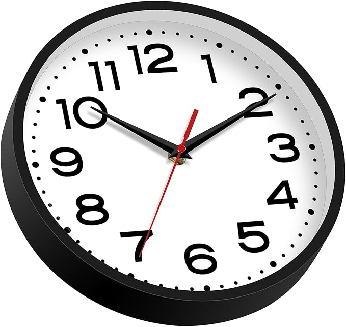 Roymnie Wall Clock 18 Inch Silent Non-Ticking Modern Clock Battery Operated Classic Simple Minimalist Analog Decorative for Kitchen, Living Room,Office, Bedroom, Bathroom (Black)