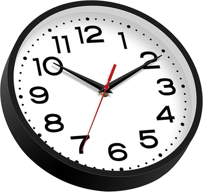 Roymnie Wall Clock 18 Inch Silent Non-Ticking Modern Clock Battery Operated Classic Simple Minimalist Analog Decorative for Kitchen, Living Room,Office, Bedroom, Bathroom (Black)