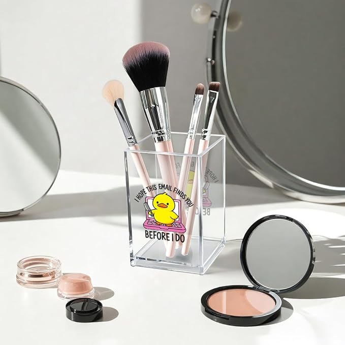 I Hope This Email Finds You Before I Do Acrylic Cosmetic Pencil Pen Holder Cup, Funny Duck Knife Desk Organizer for Home Office Decor, Sarcastic Work Gifts for Women Men Duck Lovers Coworkers