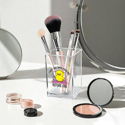 I Hope This Email Finds You Before I Do Acrylic Cosmetic Pencil Pen Holder Cup, Funny Duck Knife Desk Organizer for Home Office Decor, Sarcastic Work Gifts for Women Men Duck Lovers Coworkers