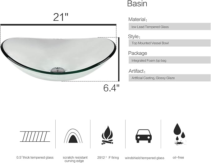 36 Inch White Bathroom Vanity with Water Ripple Design Door, Modern Stylish Cabinet with Clear Boat Glass Sink Top