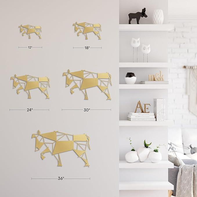SIGNLEADER Metal Wall Art Decor Stubborn Donkey Modern Abstract Wall Sculpture Hangings Home Decoration for Living Room, Bedroom, Bathroom, Kitchen, Outdoor - 12" Gold