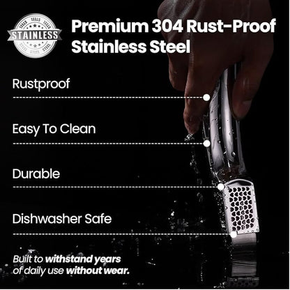 Lifetime Replacement Garlic Press Stainless Steel No Need to Peel, Detachable Handle for Coarse Mincing - Premium Garlic Mincer Tool, Rust-Proof, Easy to Clean, Dishwasher Safe Garlic Crusher