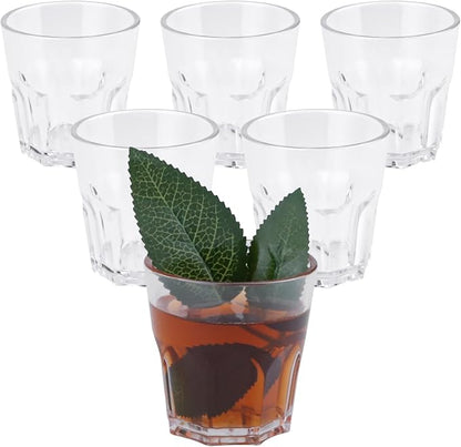 Plastic Drinking Glasses Set of 6, Unbreakable Water Tumbler, Acrylic Plastic Cups, Reusable Kids Drinking Cups for Children Kitchen Cocktail Picnic Party Juice Whiskey Wine (6pc-clear-160ml/5.4oz)