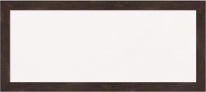 Amanti Art White Cork Board for Wall, 15x33 Vision Board with Brown Wood Frame, Medium Corkboard Office Decor for Home Organization, Rustic Farmhouse Corkboard Pinboard to display items for home