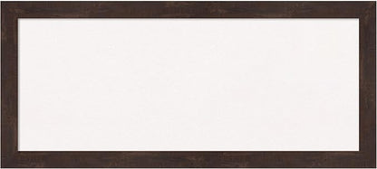 Amanti Art White Cork Board for Wall, 15x33 Vision Board with Brown Wood Frame, Medium Corkboard Office Decor for Home Organization, Rustic Farmhouse Corkboard Pinboard to display items for home