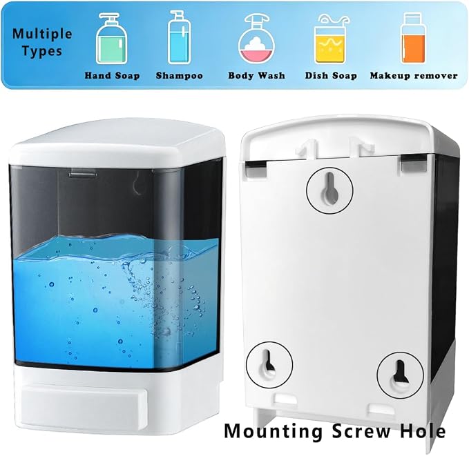 Manual Soap Dispenser 33.8oz / 1000ml Kitchen Bathroom Wall Mounted Commercial Soap Dispenser for Liquid Containers Shampoo Gel Chamber Hotel Restaurant