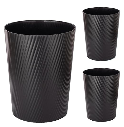 UUJOLY Small Trash Can Wastebasket Garbage Can Container Bins for Bathrooms, Laundry Room, Kitchens, Offices, Kids Rooms, Dorms (Black, 3 Pack)