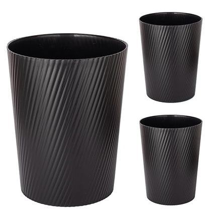 UUJOLY Small Trash Can Wastebasket Garbage Can Container Bins for Bathrooms, Laundry Room, Kitchens, Offices, Kids Rooms, Dorms (Black, 3 Pack)