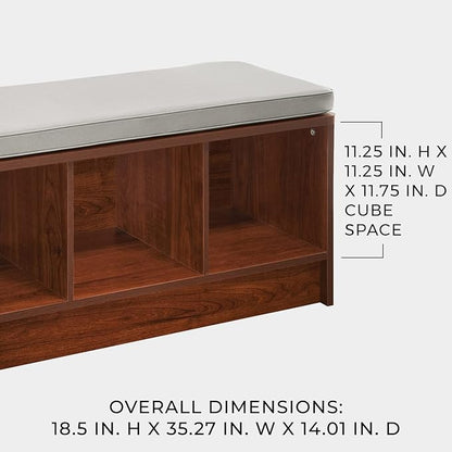 ClosetMaid 3258 Cubeicals 3-Cube Storage Bench, Natural Gray with Gray Cushion