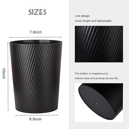 UUJOLY Small Trash Can Wastebasket Garbage Can Container Bins for Bathrooms, Laundry Room, Kitchens, Offices, Kids Rooms, Dorms (Black)