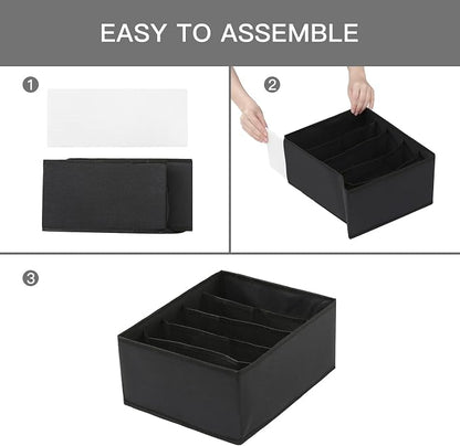 Qozary Jeans Pants Organizer for Closet, 4 Pack Drawer Organizers for Clothing, 5 Grids Wardrobe Clothes Storage, Deep Drawer, for Shirts, Leggings
