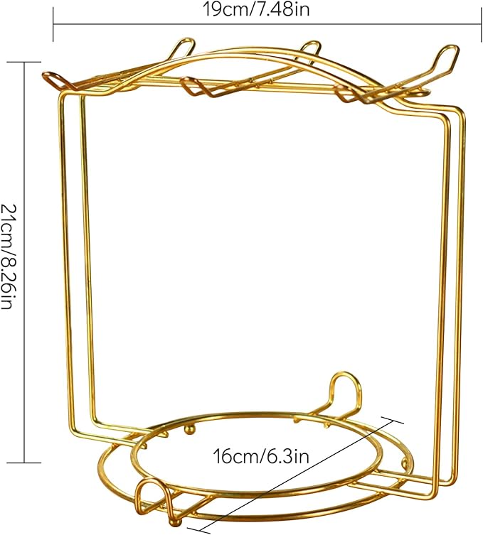 Tea Cups and Saucers Holder,Metal Tea Cups Coffee Cups Rack,Organizer for Coffee Cup Spoon and Saucers (Gold)