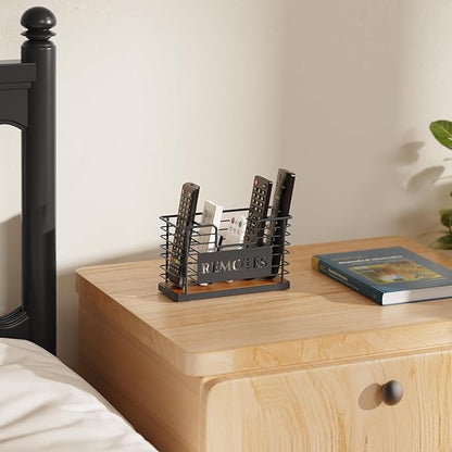Remote Control Holder, 5-Slot TV Remote Holder Wall Mount, Universal Remote Caddy Large Size Design for Wall Table Living Room Bedroom, Easy Installation, Brown
