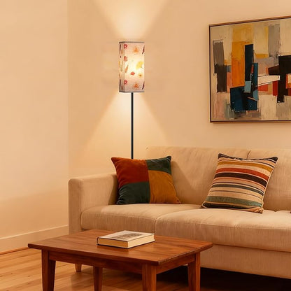 64.6" Floor Lamp, Pole Lamp with Foot Switch, Modern Standing Lamp, Minimalist Freestanding Lamp (Bulb Not Included), for Living Room, Bedroom Office ETL Listed, Black and Printed X07LD05