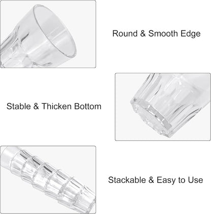 Plastic Drinking Glasses Set of 6, Unbreakable Water Tumbler, Acrylic Plastic Cups, Reusable Kids Drinking Cups for Children Kitchen Cocktail Picnic Party Juice Whiskey Wine (6pc-clear-260ml/9oz)