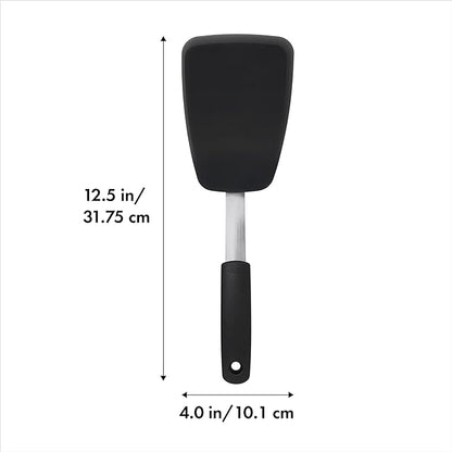 OXO Good Grips Large Silicone Flexible Turner & 65191 Good Grips Nylon Flexible Turner, Black