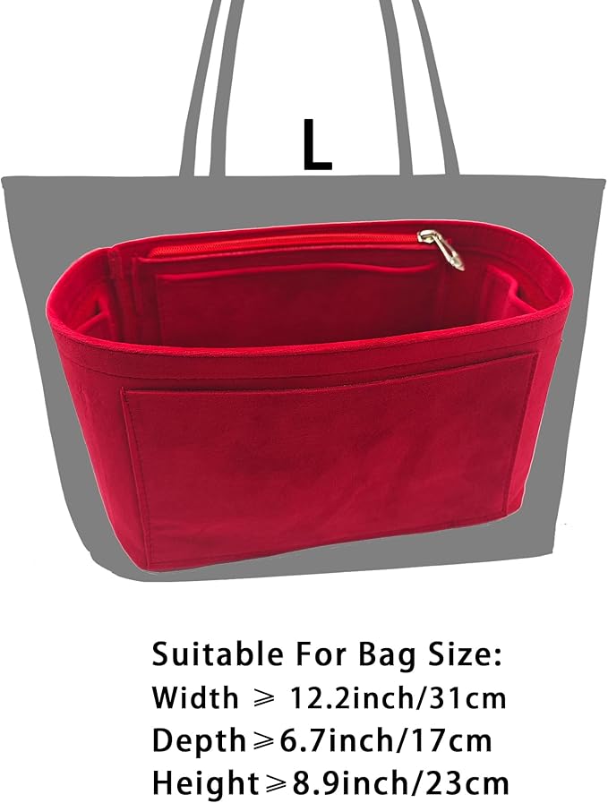 Purse Organizer Insert, Suede Bag Organizer Handbag Tote Shaper, Suede Material, Soft and Non Damaging Bag (Beige, Large)