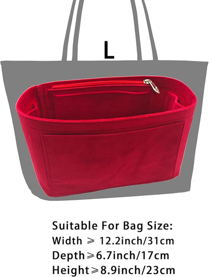 Purse Organizer Insert, Suede Bag Organizer Handbag Tote Shaper, Suede Material, Soft and Non Damaging Bag (Beige, Large)