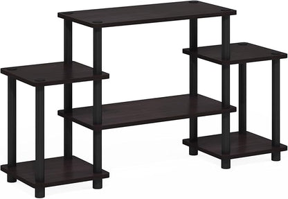 Furinno Turn-N-Tube No Tools Entertainment Center, Round, Square corner, Dark Walnut,11257DWN