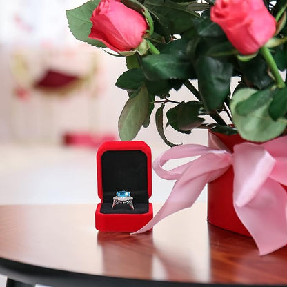 Junkin 24 Pieces Christmas Velvet Ring Box Earring Jewelry Display Box Ring Case for Xmas Wedding Engagement Birthday Proposal and Anniversary 2.13 x 1.97 x 1.65 Inch(Red)