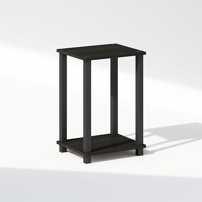 Furinno Simplistic Night Stand, 2-Tier Small Nightstand with Open Shelf, Toolless Assembly Bedside Table, End Table, Side Table, for Bedroom, Closet, Dorm, Espresso