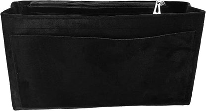 Purse Organizer Insert, Suede Bag Organizer Handbag Tote Shaper, Suede Material, Soft and Non Damaging Bag (Black, Slender Medium)