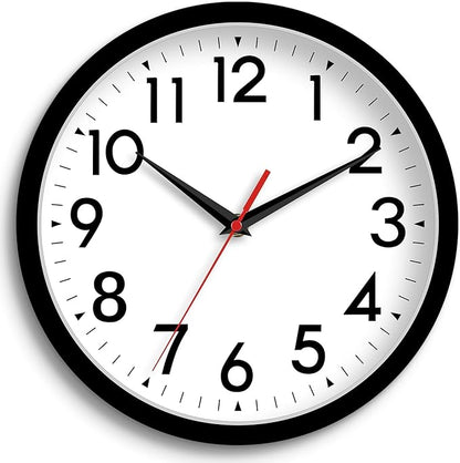 DAXSMY Wall Clock 8 Inch Silent Non-Ticking Battery Operated - Small Analog Clock for Bedroom, Office, Kitchen, Bathroom - Modern Minimalist Decorative Clock (Black)