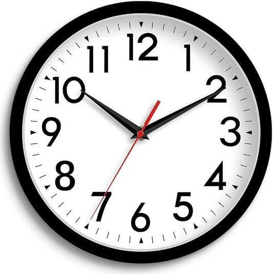 DAXSMY Wall Clock 8 Inch Silent Non-Ticking Battery Operated - Small Analog Clock for Bedroom, Office, Kitchen, Bathroom - Modern Minimalist Decorative Clock (Black)