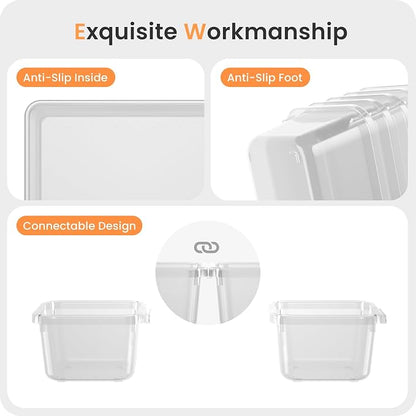 A-LuGei 【Military Grade】 Drawer Organizer, 【𝟱𝗦𝗶𝘇𝗲】 Makeup organizer, 【Holds 177 Items】 Bathroom Organizers and Storage, Organization and Storage, Desk Drawer Organizer for Vanity (Clear)