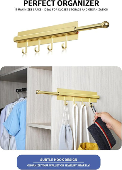 Adhesive Valet Rods for Closets Gold Closet Valet Rod with Hooks 12 inch valet rod for closet pull out Valet Rods for Closet Storage and Organization Storage Clothes Hanger