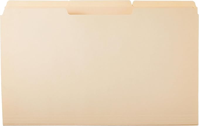 Amazon Basics Sturdy Manila File Folders, 1/3 Tabs in Assorted Positions for Filing and Easy Labeling, Legal Size, 8.5 x 14 inch, 200-Pack