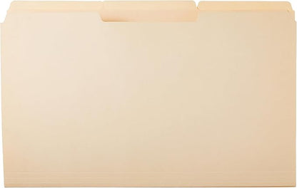 Amazon Basics Sturdy Manila File Folders, 1/3 Tabs in Assorted Positions for Filing and Easy Labeling, Legal Size, 8.5 x 14 inch, 100-Pack