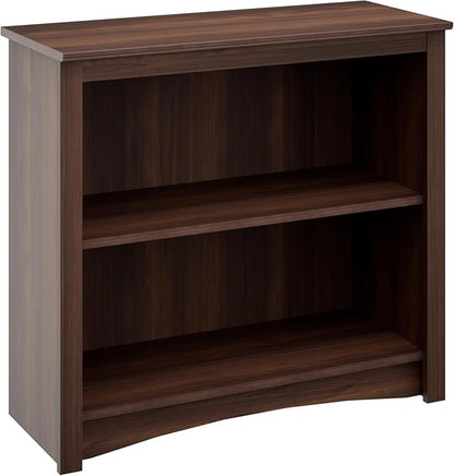 Prepac Sonoma 2-Tier Bookcase 29"H with 1 Adjustable Shelf, Espresso Storage Cabinet, Modern Display Cabinet, Bookshelf with Storage Shelves for Home Office, Living Room, Bedroom Organizer