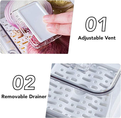 Produce Saver Containers for Refrigerator 3 Pack, Stackable Plastic Fridge Food Fruit Vegetables Storage Bins with Vented Lids, Clear Freezer Fresh Keeper Organizers and Storage Container Set