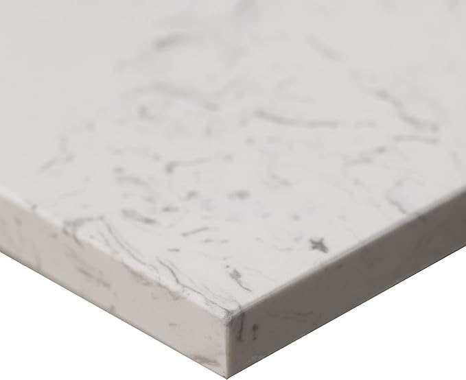 MSI Carrara Sky Vanity Top with Under Mount Rectangle Single Bowl Ceramic Sink, Engineered Marble Stone, 4" CC Faucet Holes, 61"X22"