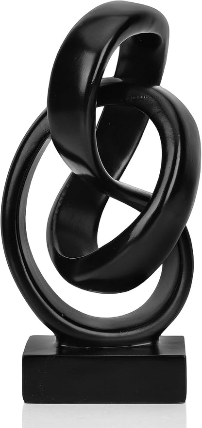 DOVDOV Abstract Black Knot Statue, Geometric Decor, Living Room Coffee Table Bookshelf countertop Black Decor, Office Coffee Table entryway Desktop Decor.