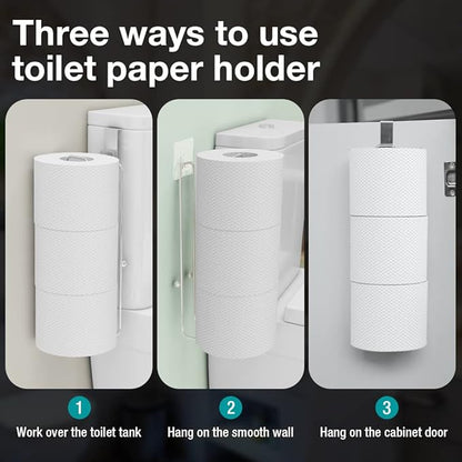 Conworld Toilet Paper Holder Brushed Nickel for 6 Roll Tissue, 2 Packs Bathroom Toilet Paper Storage Over The Tank, Stainless Steel Rustproof Hanging Toilet Roll Holder for Bathroom, RV, Camper,Silver