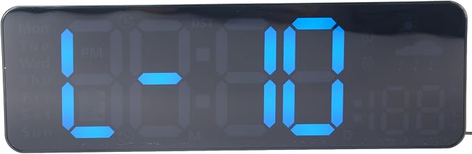 OceeK Large Digital Wall Clock, Digital Clock Large Display with Remote Control,Modern Electric Wall Clock 11",Black Frame Blue Big Digits